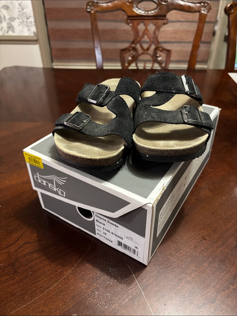 Dansko Kids Black Suede Double-Strap Buckle Sandals